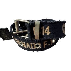 Vintage Graphic Utility Belt Black Tan Grommets Rugged Y2K Streetwear